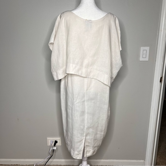 Women’s Small 100% Linen Layered Dress Architectural Minimalist Monochrome USA - Picture 9 of 14